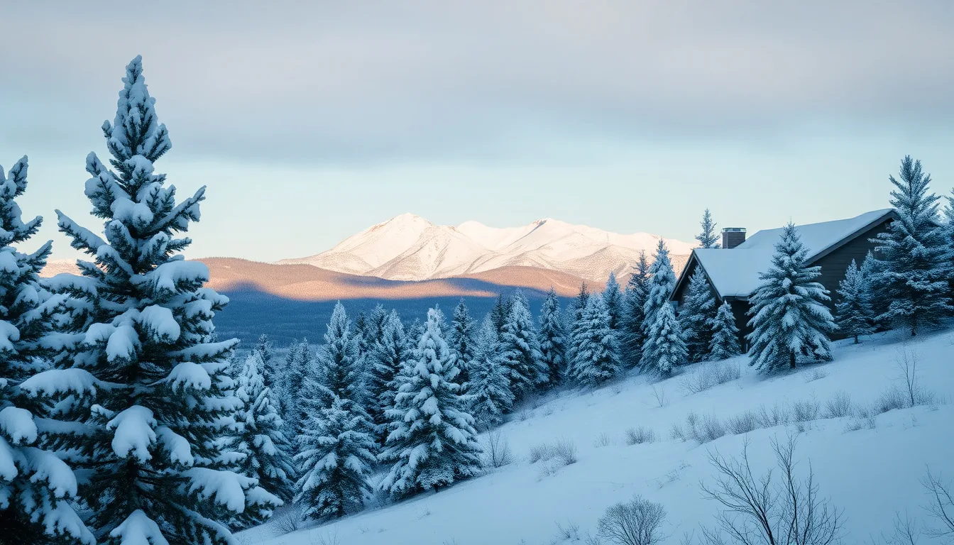Snow-covered mountain home in Flagstaff, Arizona